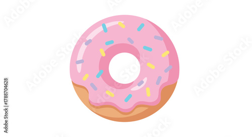 Delicious pink glazed donut with colorful sprinkles sweet treat