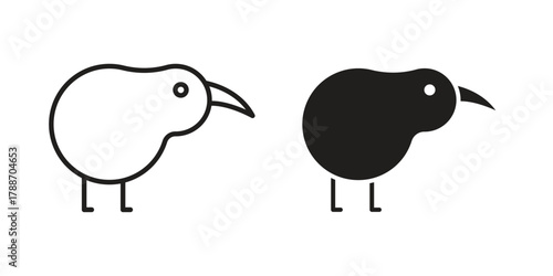 Kiwi bird icon, vector graphics collection. logotype graphic art design