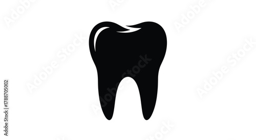 Elegant black tooth icon with highlight for dental health and care