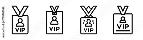 Vip pass badge vector graphic design template for event access identification and accreditation cards