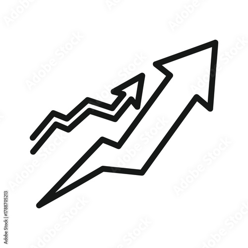 Two upward trending arrows, symbolizing growth, progress, and improvement