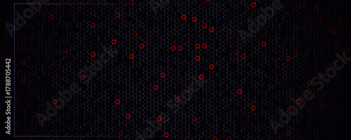Fraud detection fintech background, sleek hex grid with red anomaly dots. Risk reports, KYC flows, AML dashboards. Finance backgrounds for banks. Vector illustration