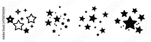 Stars vector black and white illustration for design elements and celestial backgrounds and space themes