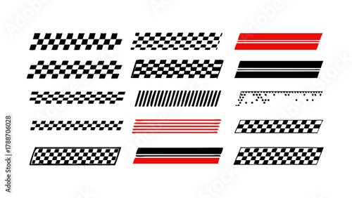 Checkered flag racing stripe vector graphic design element for car decoration and sport competition theme use