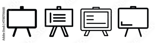 Easel whiteboard presentation stand drawing vector illustration for art and business use case