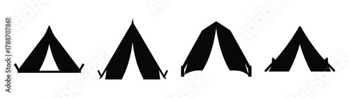 Camping tents vector illustration, outdoor adventure gear and equipment for camping trip design 