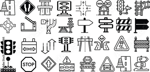 "Creative road signal icon design showing traffic direction and safety concept in flat vector style."