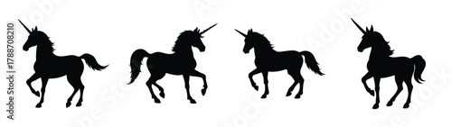 Unicorn silhouette vector art: magical horse with horn design for fantasy illustrations and prints