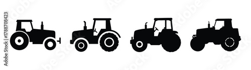 Black tractor silhouette vector image for agricultural machinery farm vehicle design and graphic elements