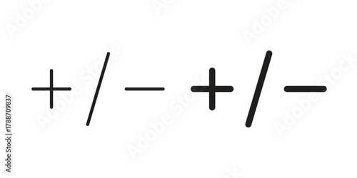 Plus minus icon, vector graphics collection. logotype graphic art design