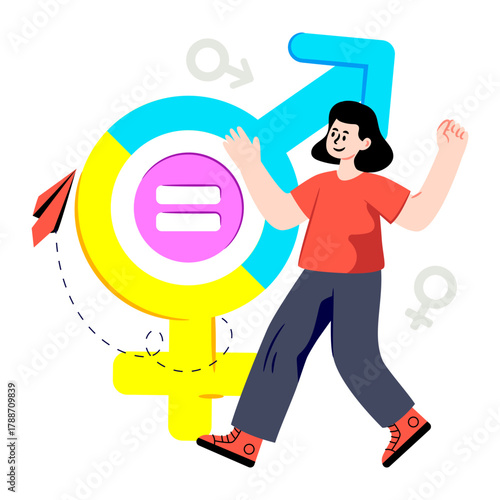 A unique design illustration of gender equality