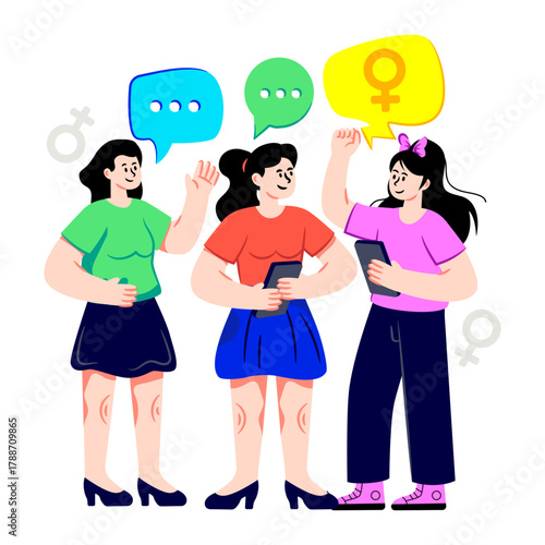 An eye catching design illustration of women discussion