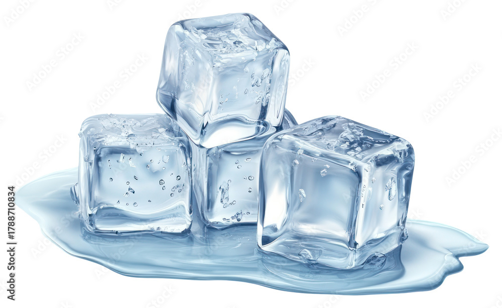 Obraz premium PNG Ice cubes translucent temperature refreshing.