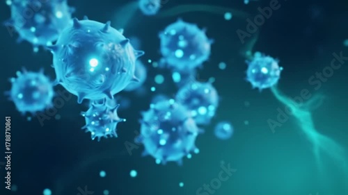 mesmerizing ecu of glowing blue gelatinous and fractal particles drifting in deep-sea inspired blue mist, with bokeh and internal light, a tranquil microscopic wonder