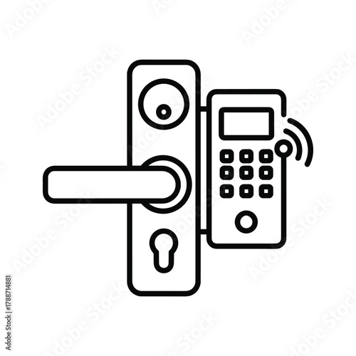 Smart door lock with keypad and handle