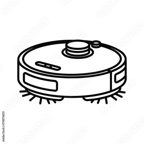 Outline illustration of a robotic vacuum cleaner with brushes