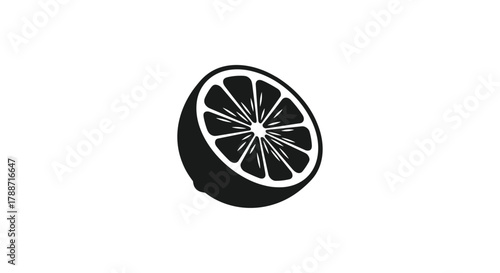 Half fresh citrus fruit slice icon with seeds, vector graphic