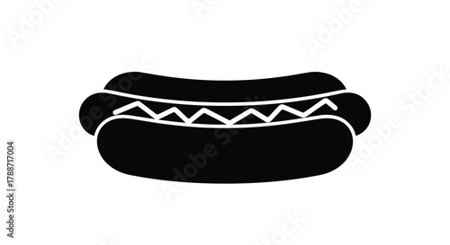 Hot dog icon with sauce illustration. fast food graphic design element.
