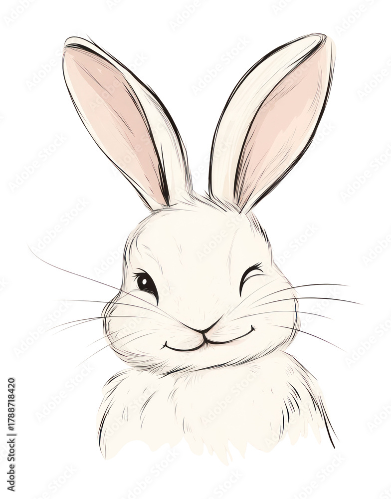 Fototapeta premium PNG Cute bunny soft pastel colors illustration animal style.