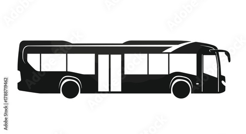 Modern city public transport bus icon side view silhouette vector