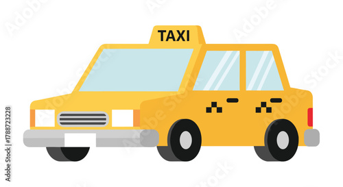 Yellow flat design taxi car icon for urban city transportation