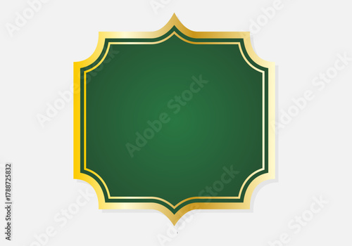 Marco o etiqueta decorativa de color verde oscuro con borde dorado