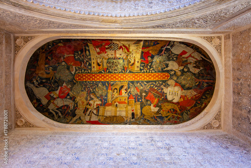 Hall of Kings ceiling in Nasrid palace in Alhambra, Granada, Spain