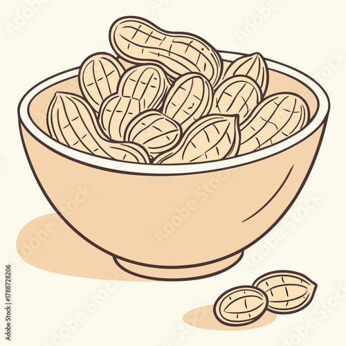 A bowl of peanuts on a cream background