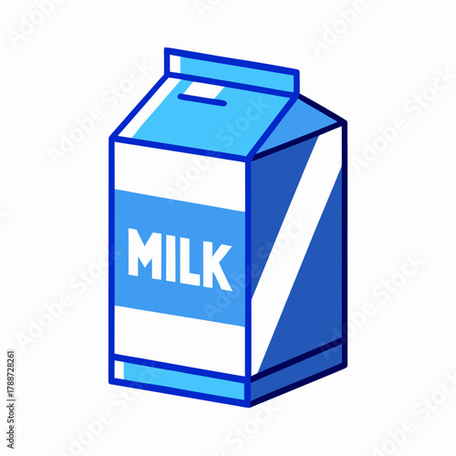 Illustration of a blue milk carton isolated on a
