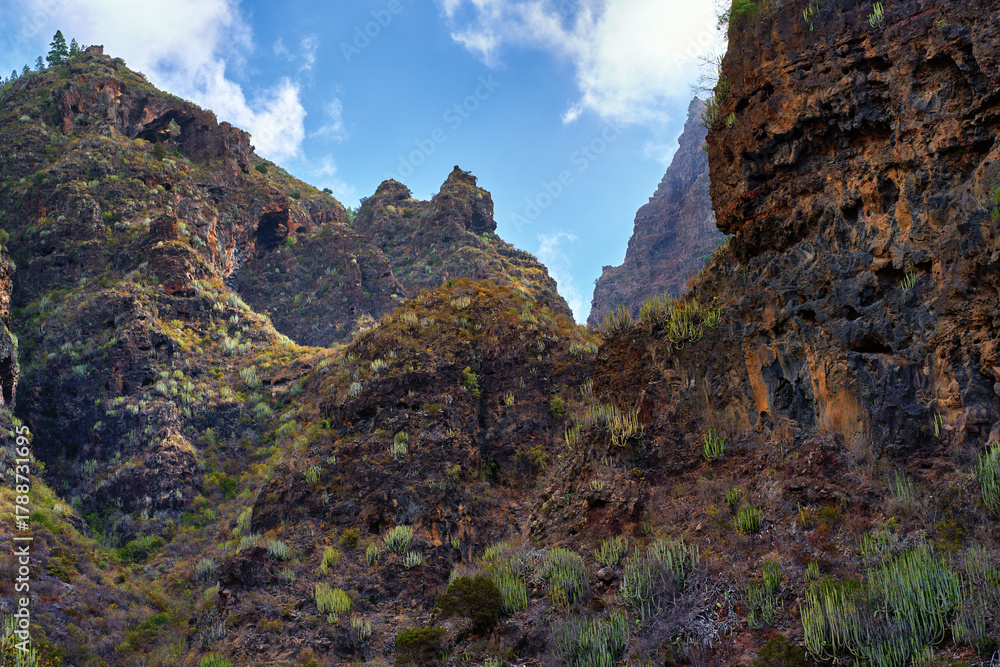 Fototapeta premium Layered volcanic rock formations