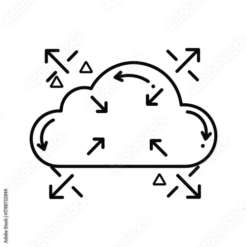 Cloud icon with arrows indicating expansion and contraction