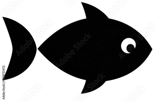 Simple black fish silhouette icon isolated on a white background.
