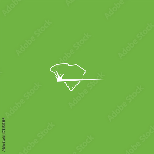 South Carolina silhouette with palmetto tree and line on green background