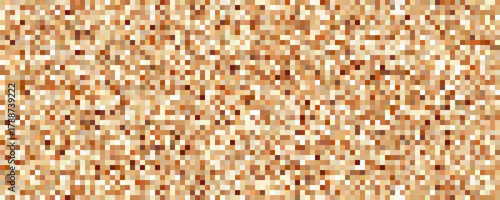Abstract seamless background of mosaic pixel noise texture in beige and brown colors. Digital square grain for web design, pattern fills and retro digital effects