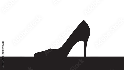 Elegant high heel shoe silhouette stylish illustration for fashion design isolated on white background
