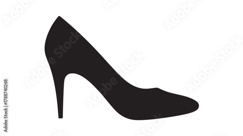 Elegant high heel shoe silhouette classic stiletto pump in black isolated icon for fashion design and retail concepts