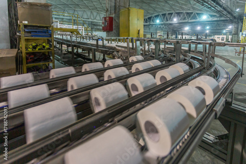 A toilet paper factory workshop.