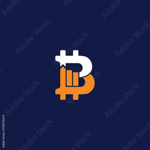 graphic geomatric B logo with bitcoin logo design