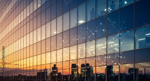 Modern office skyline at dusk, blending transparency and global reach