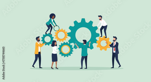 Teamwork and Collaboration Illustrating Business Success and Synergy.