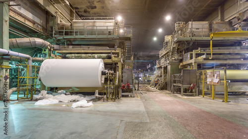 Fotografie Jumbo rolls in a paper factory workshop.