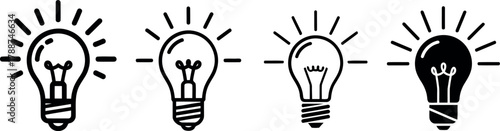 Idea light bulb icons set Vector