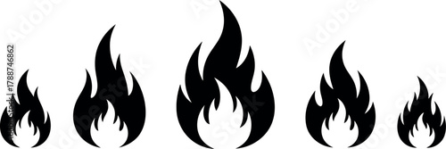 Flame icon set Vector