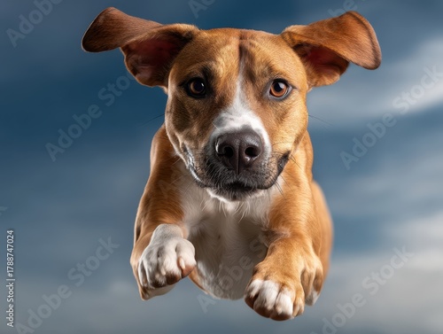 Brown dog with white markin...