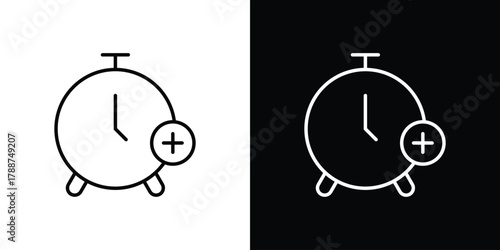 Alarm plus icon line vector illustration. vector graphics