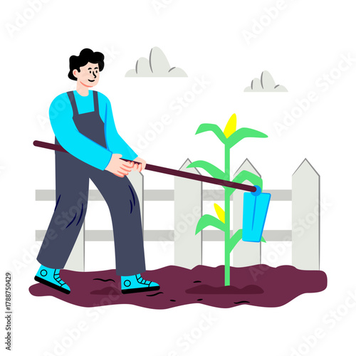 Editable design illustration of soil loosening