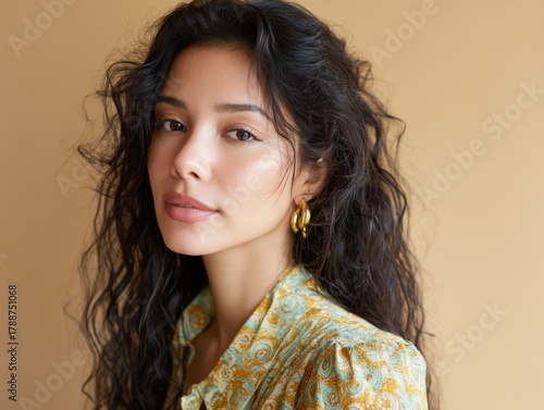 Elegant woman with long dar...
