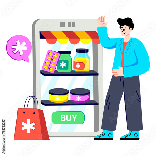 An editable design illustration of buy medicine online