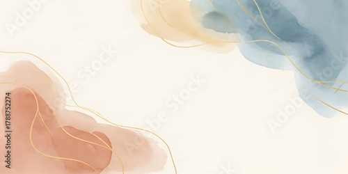 White lace wedding dress on blue background with abstract smoke and flower illustration