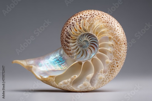 A nautilus shell cut in hal...